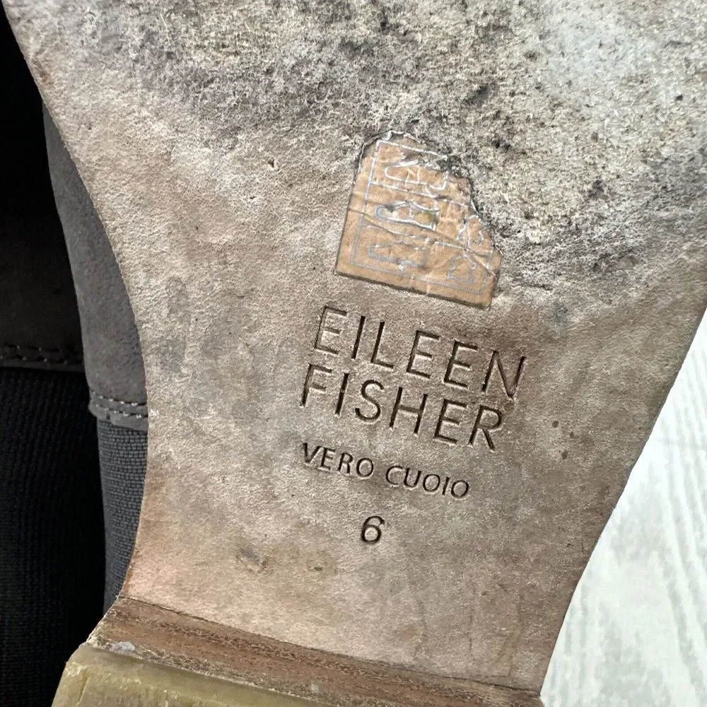 Eileen Fisher Brown Suede Chelsea Ankle Boot Size‎ 6 Wedge Heel Bootie